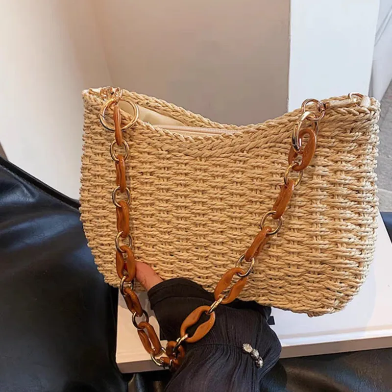 Luxury Bags & Leather Repair Of Atlanta - Straw Woven Shoulder Bag for Women