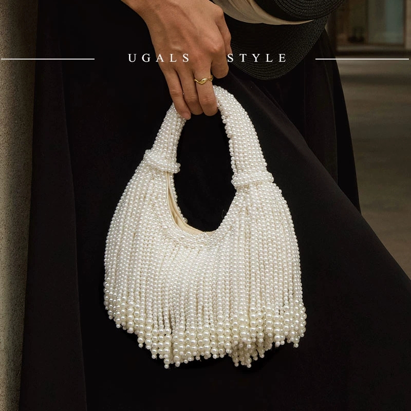 Luxury Bags Supplier - Design Handle Pearl Evening Clutch Bag