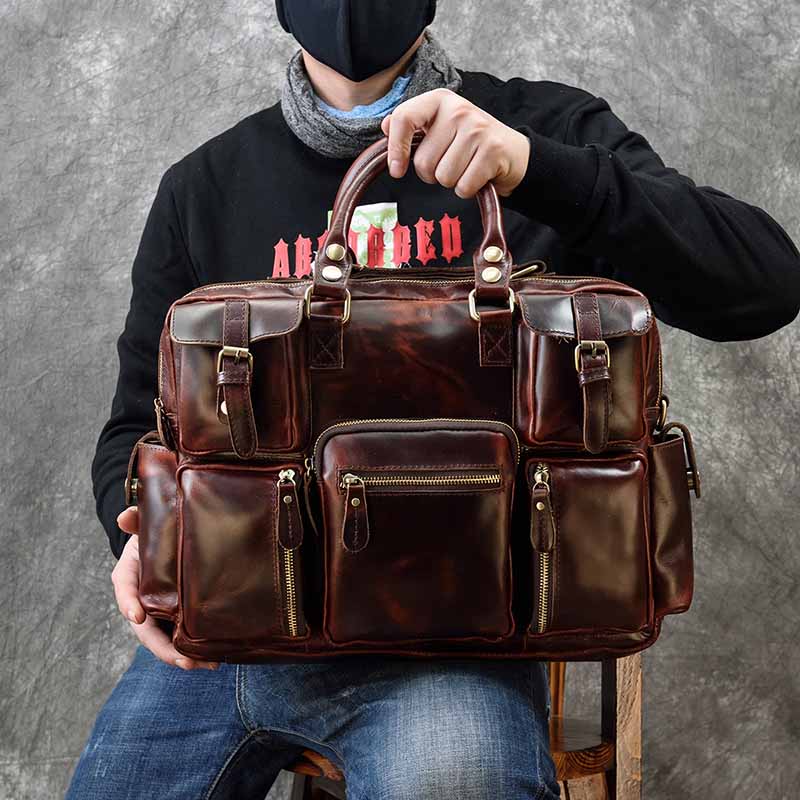 Men's genuine leather briefcas - Laptop Bag Leather 15 recensione e prezzo