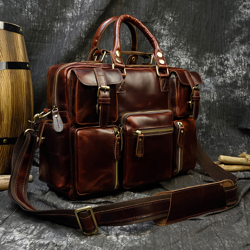 Men's genuine leather briefcas - Laptop Bag Leather 15 recensione e prezzo